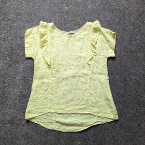Terzo Millennio linen crochet blouse yellow women's Small